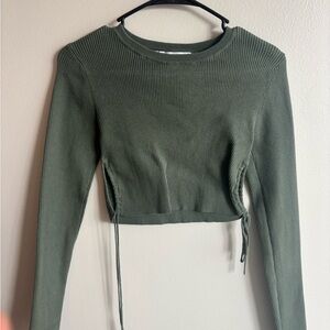 Zara Sage Green Ribbed Crop Top